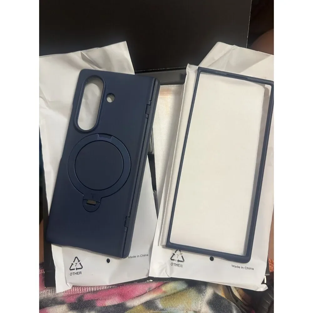 TORRAS 360 Spin Magnetic Stand Case for Samsung Galaxy Z Fold 6 Hinge Cover Blue